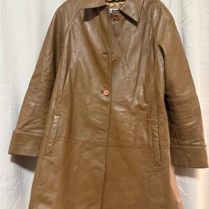 EXCELLED Women's Tan Genuine Leather Coat, Size M